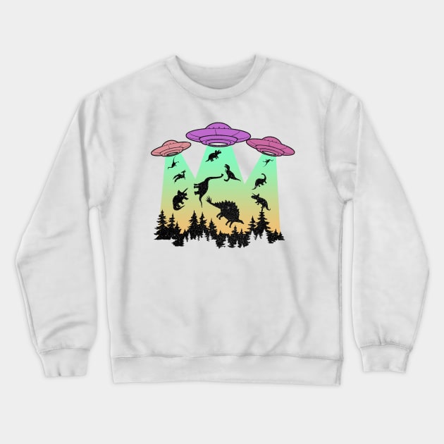 ufo abduction of the dinosaurs Crewneck Sweatshirt by perthesun